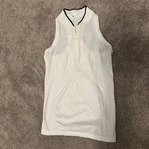Athleta White Sleeveless Zip-Up Top